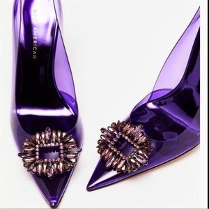 NIB NEW Good American Cinder-F*cking-Rella Pumps In Purple